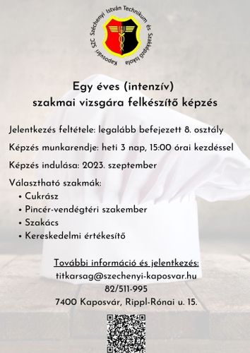 Szakmai végzettség 1 év alatt